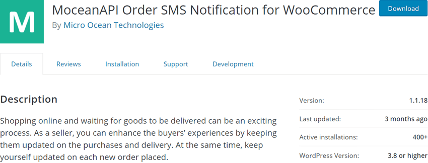 MoceanAPI Order SMS Notification for WooCommerce