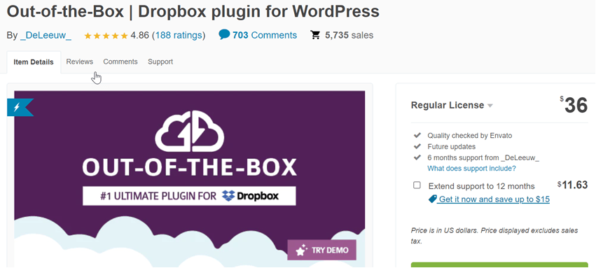 Out-of-the-Box Dropbox plugin for WordPress
