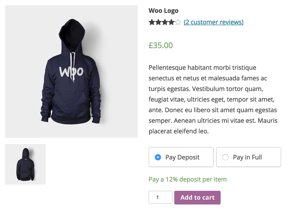 Pay Deposit In WooCommerce For WordPress