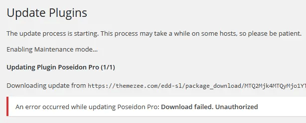 Plugin Update Failed… “Download Failed Unauthorized”