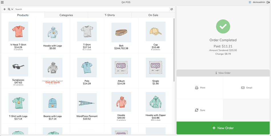 Point of Sale PoS for WooCommerce completed order view