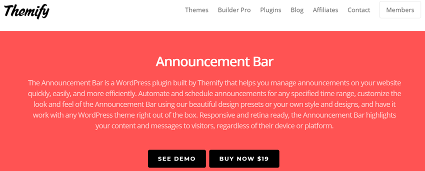 Themify Announcement Bar