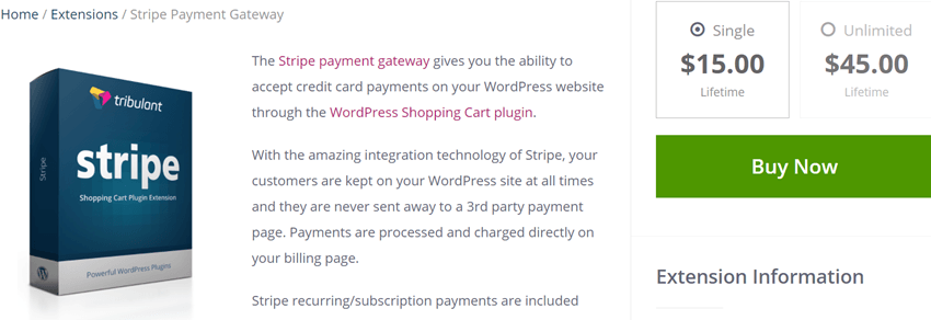 Tribulant Stripe Payment Gateway