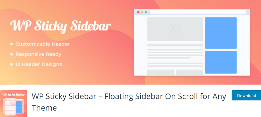 WP Sticky Sidebar – Floating Sidebar On Scroll for Any Theme