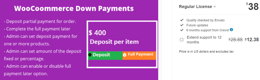 WooCommerce Deposit Down Payments