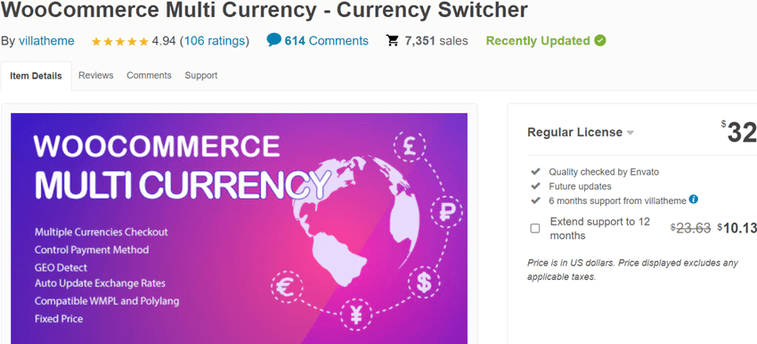 WooCommerce Multi Currency - Currency Switcher