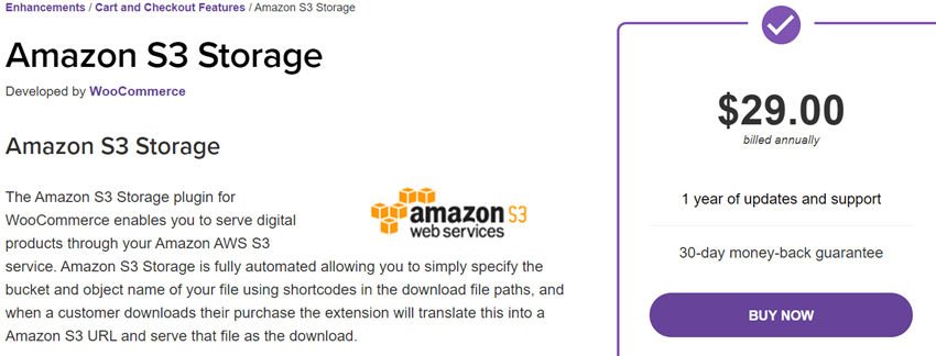 Woocommerce Amazon S3 Storage