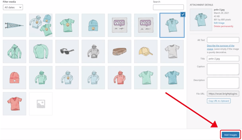 additional variation for woocommerce plugin all products add images