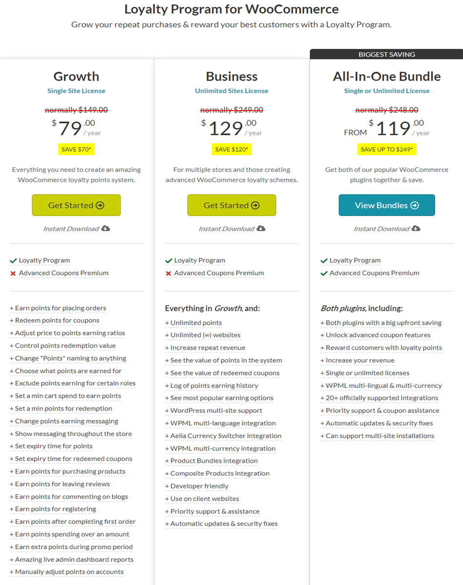 advancedcouponsplugin Loyalty Program for WooCommerce pricing