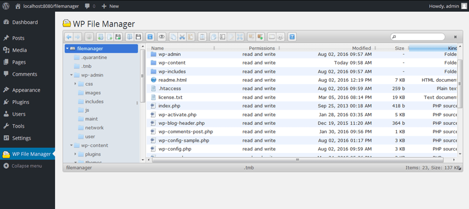 file manager wordpress plugin file view screen