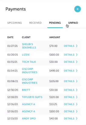 flywheel growth suit payment tracking for paid, unpaid, upcoming and pending