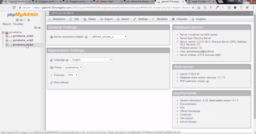 phpMyAdmin domains