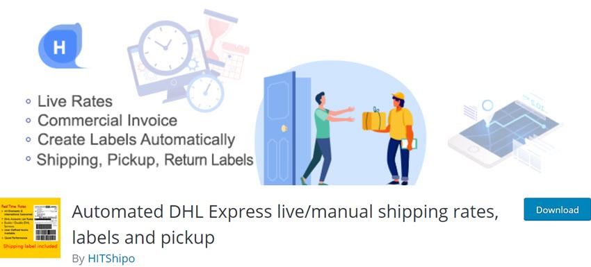 Automated DHL Express live manual shipping rates, labels and pickup