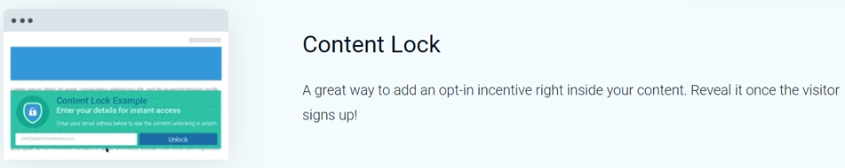 Content Lock In opt-in inside your content. Reveal it once the visitor signs up