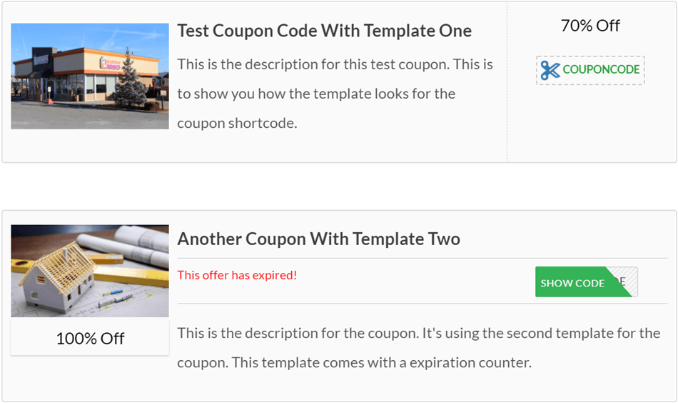 Coupon Template Demo Reveal Coupon Code