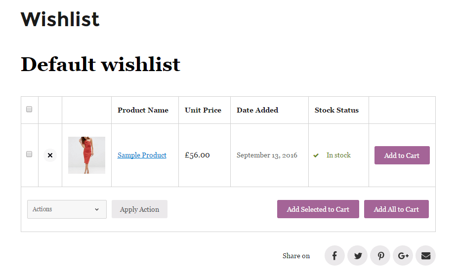 Default Wishlist In Woocommerce