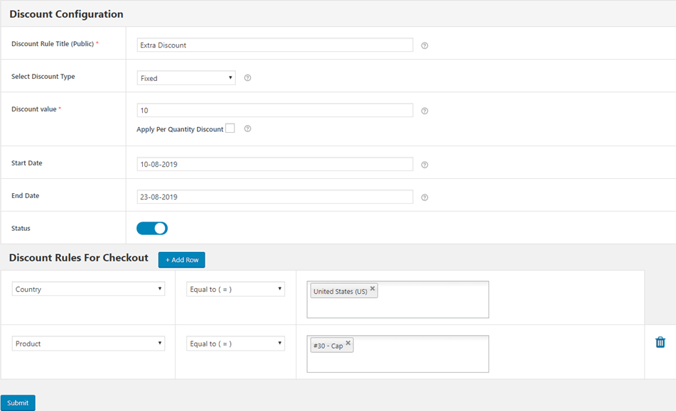 Discount Configuration Setting