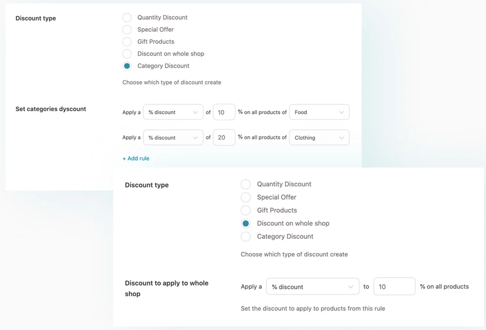 Discount Type Setting