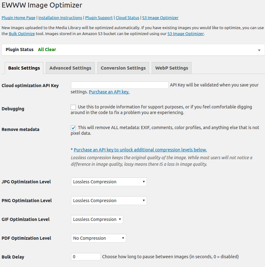 EWWW Image Optimizer Basic Setting