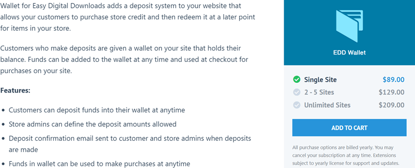 EasyDigitalDownloads Wallet