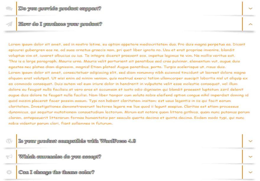FAQ Accordion In WordPress Example