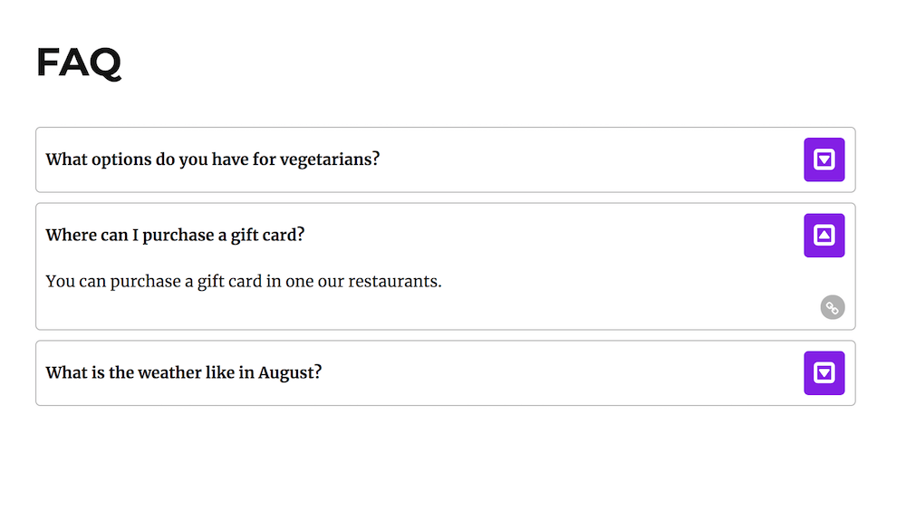 FAQ page in frontend Demo