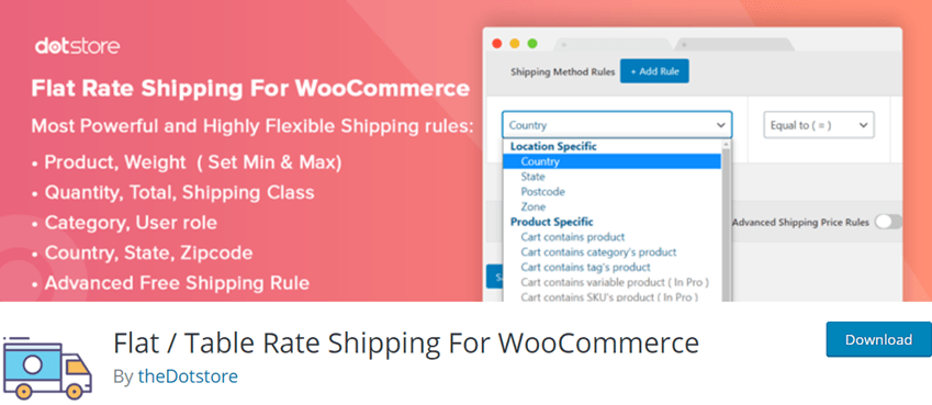 Flat Table Rate Shipping For WooCommerce