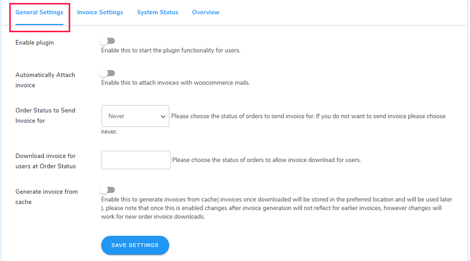 General Invoice System Setting