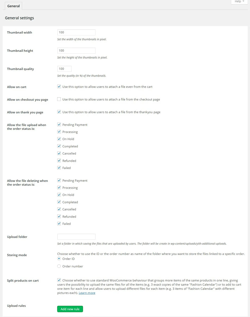 General Setting to Upload File in WooCommerce