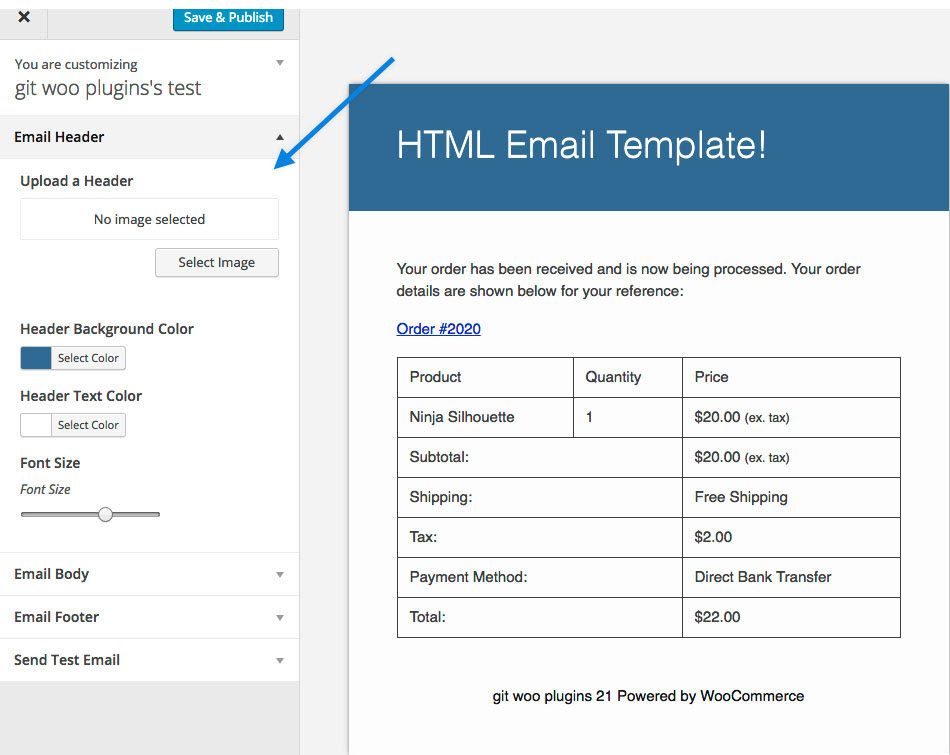 Html Email Template customizer preview