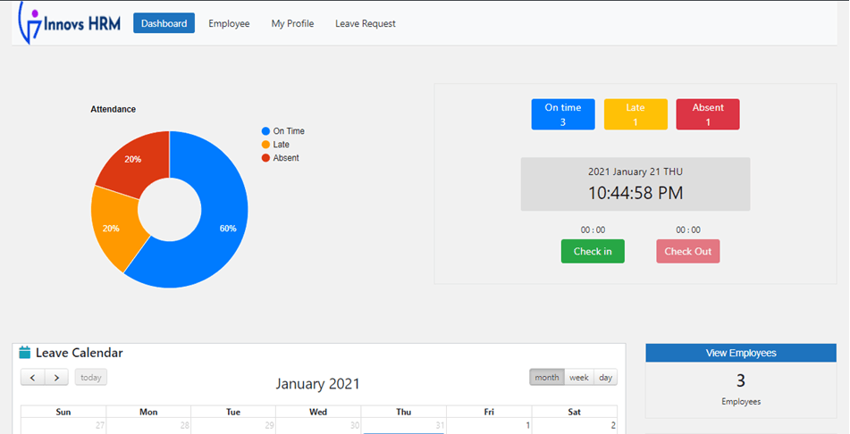 Innovs HRM Attendance Dashboard In WordPress