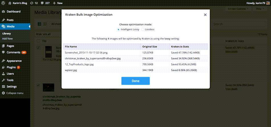 Kraken Bulk Image Optimization Setting