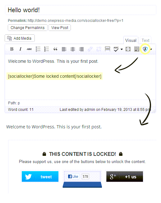 Lock Content In WordPress With Social Sharing Button