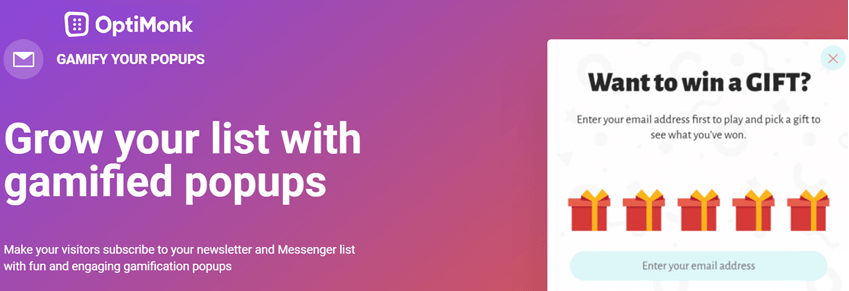 Optimonk Grow your list with gamified popups