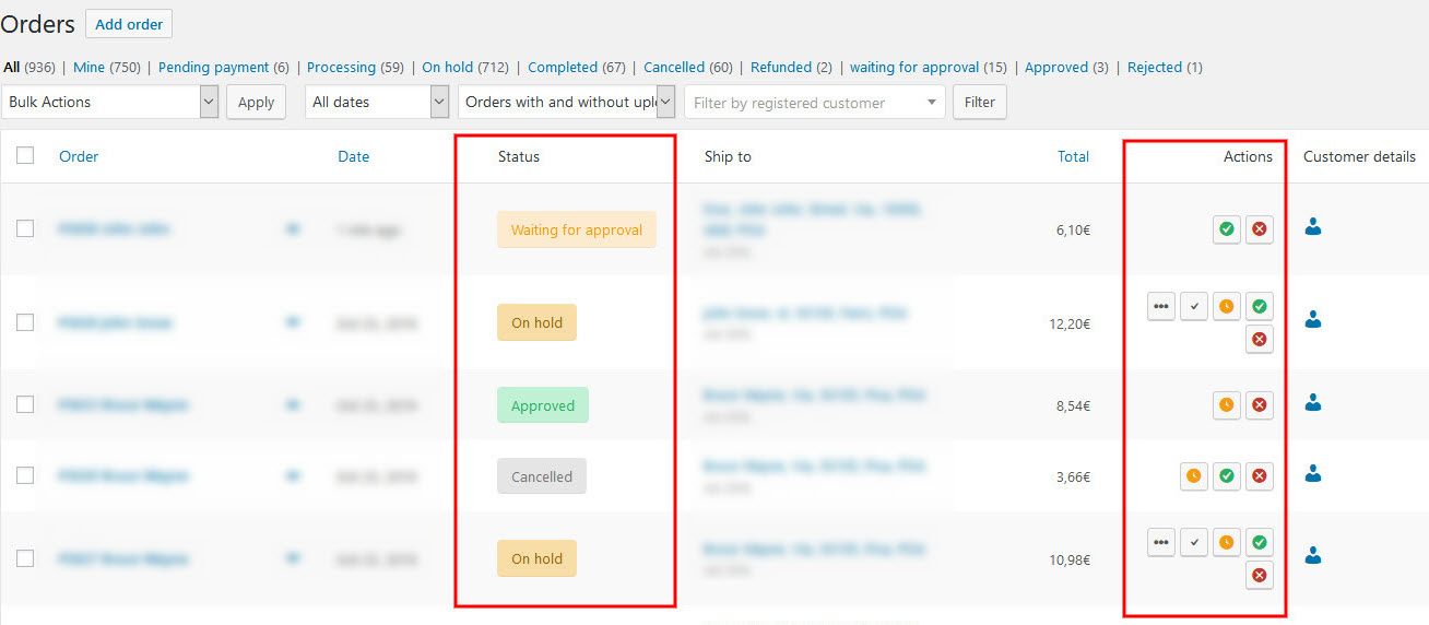 Order Status In WooCommerce Dashboard Screenshot