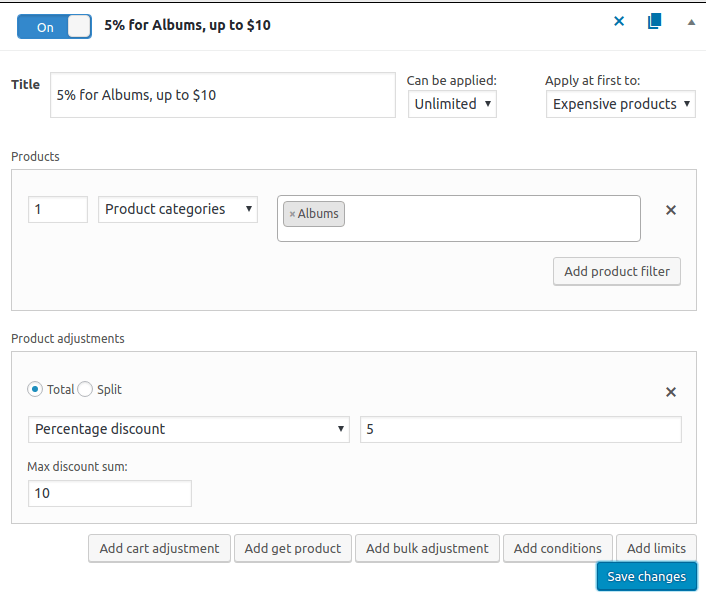 Percentage discount On The Product Setting