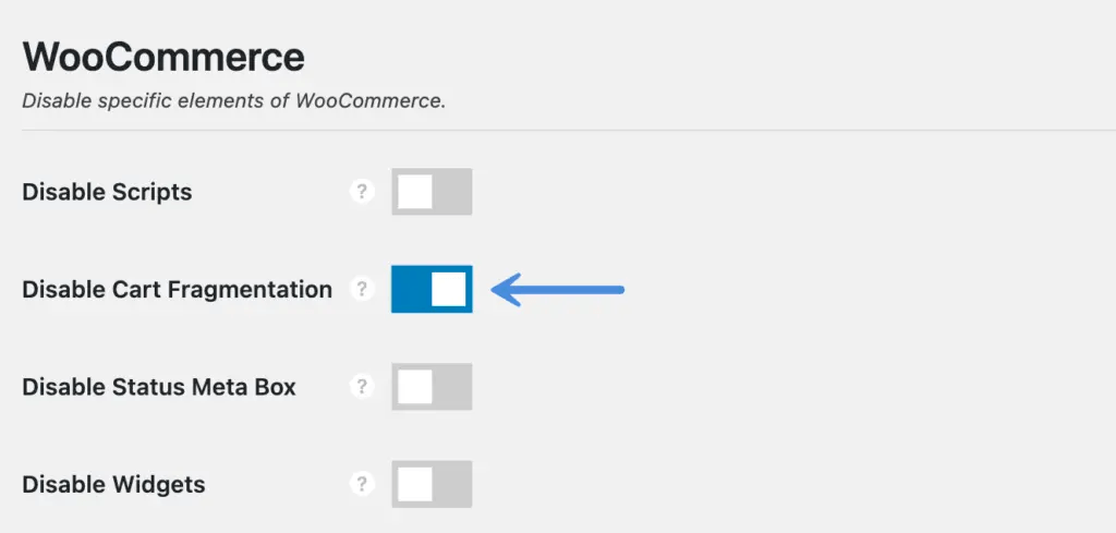 Perfmatters plugin WooCommerce Disable Cart Fragmentation