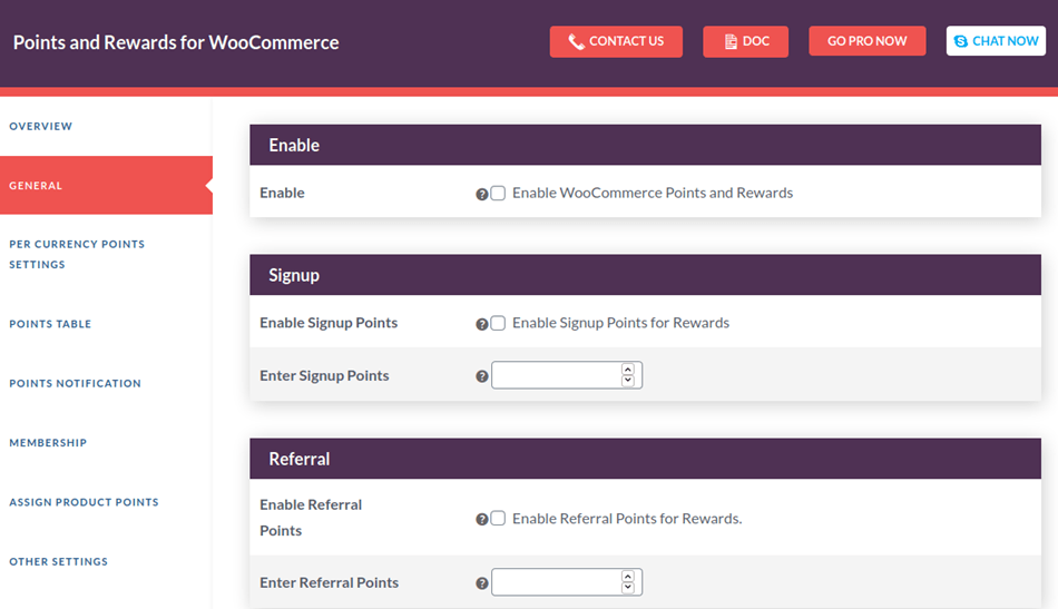 Point And Reward For WooCommerce General Setting