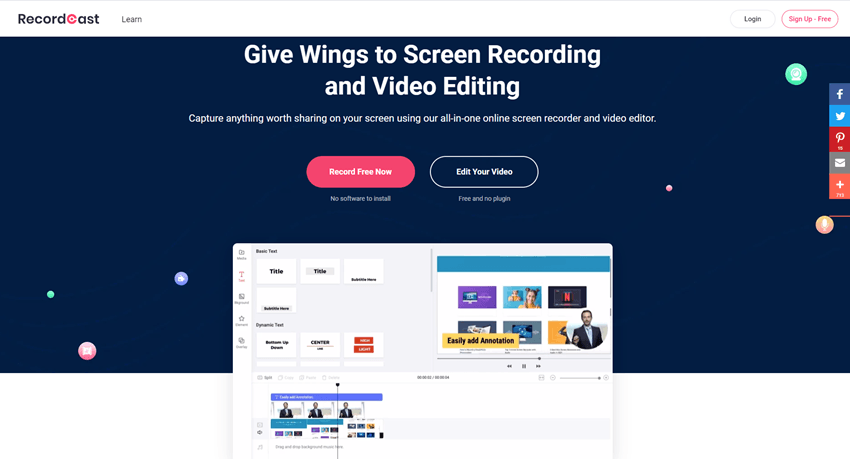 Recordcast Give Wings to Screen Recording and Video Editing