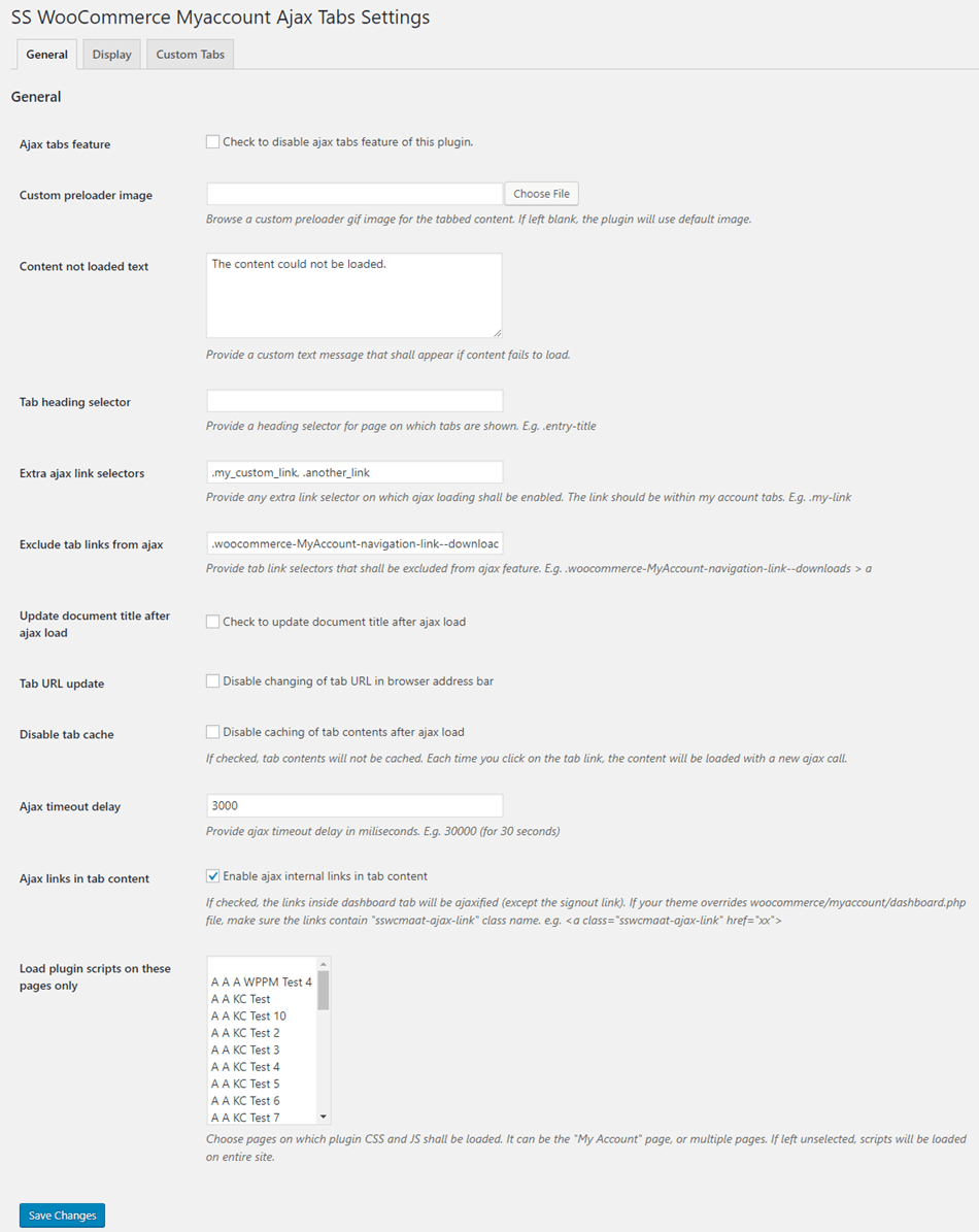SS WooCommerce Myaccount Ajax Tabs Setting