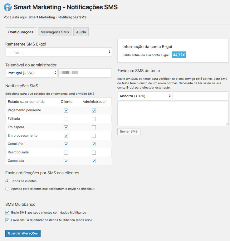 Smart Marketing Notification Sms Setting