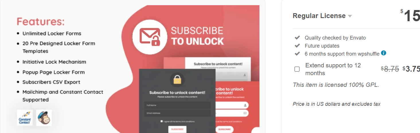 Subscribe to Unlock Opt In Content Locker WordPress Plugin