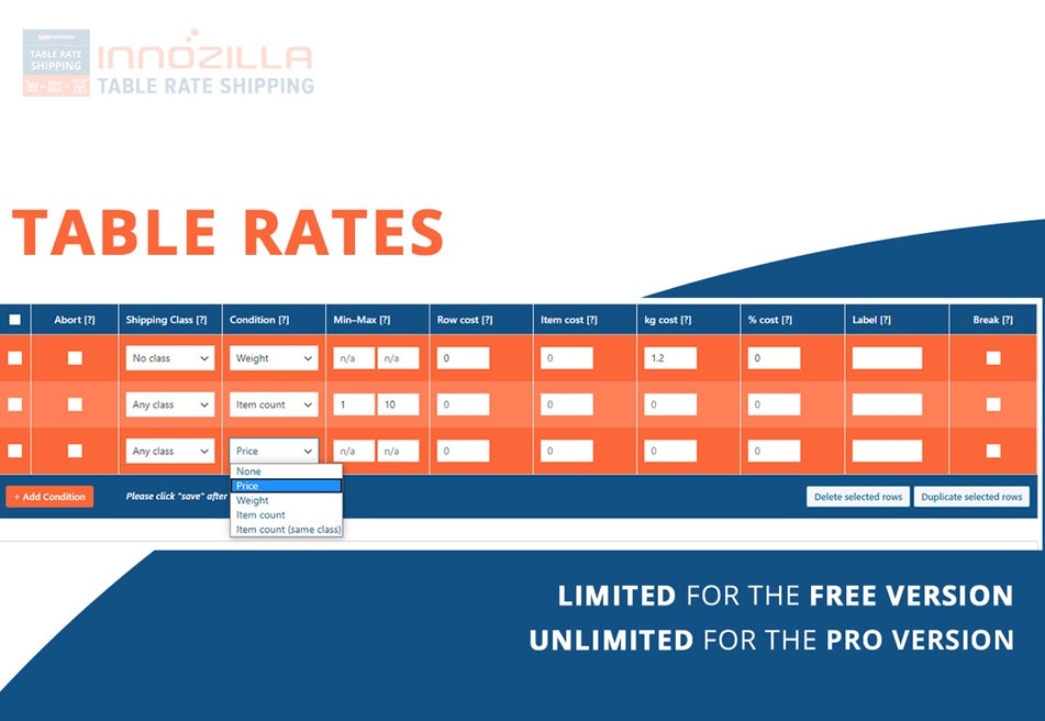 Table Rates For WooCommerce Setting