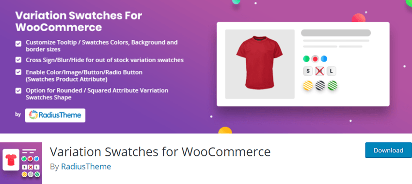 Variation Swatches for WooCommerce By RadiusTheme