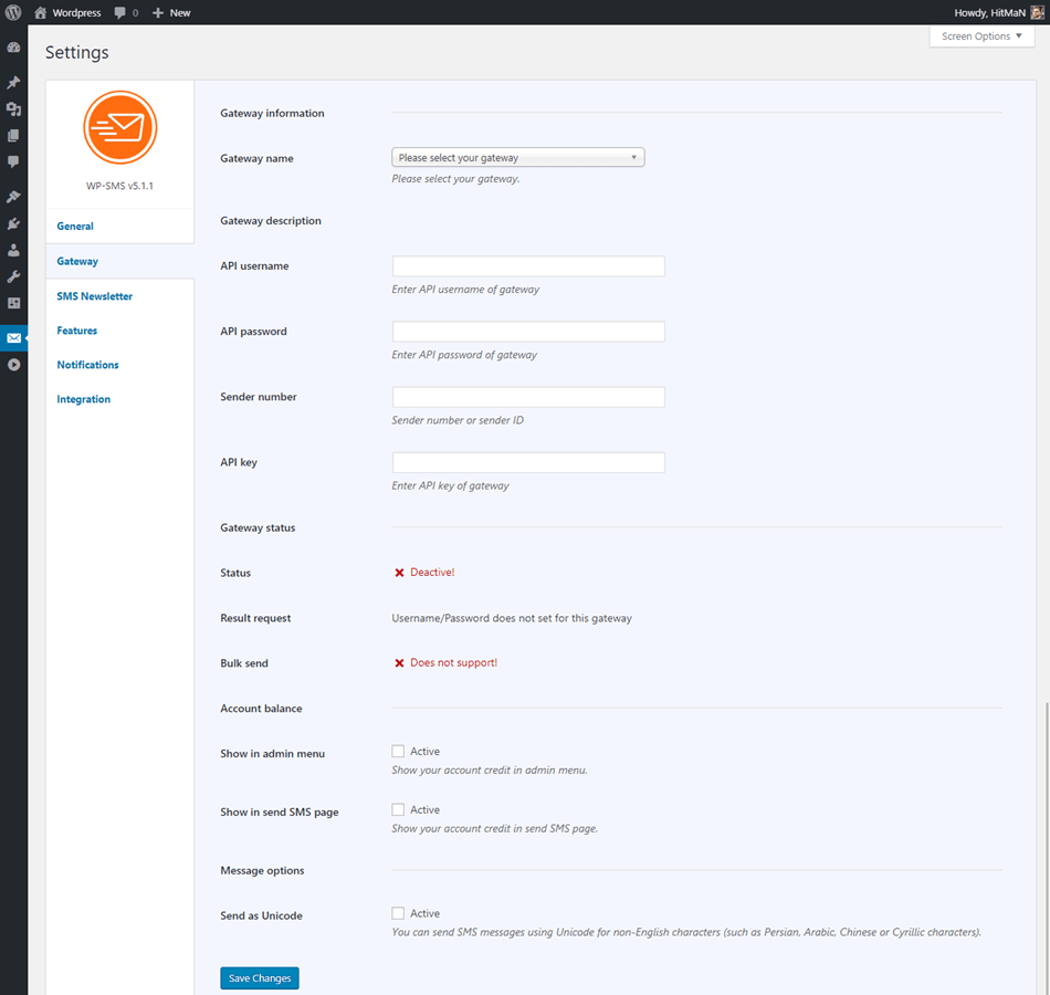 WP SMS Gateway Setting