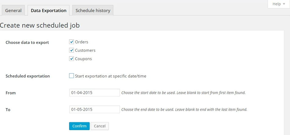 WooCommerce Data Exportation Setting