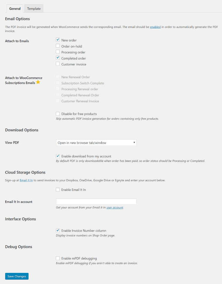 WooCommerce Invoice general setting