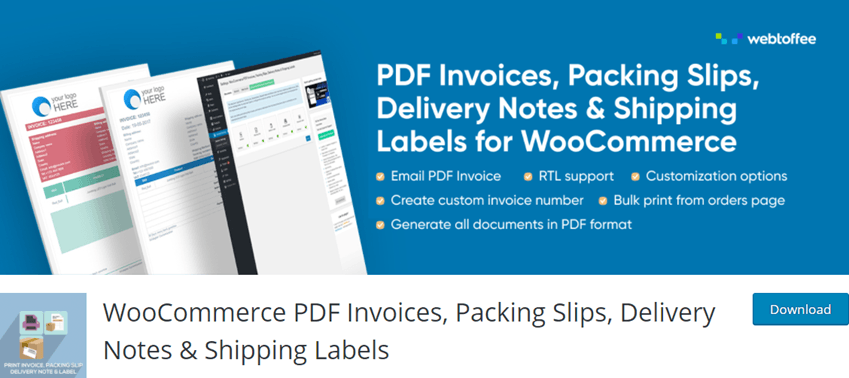WooCommerce PDF Invoices, Packing Slips, Delivery Notes & Shipping Labels