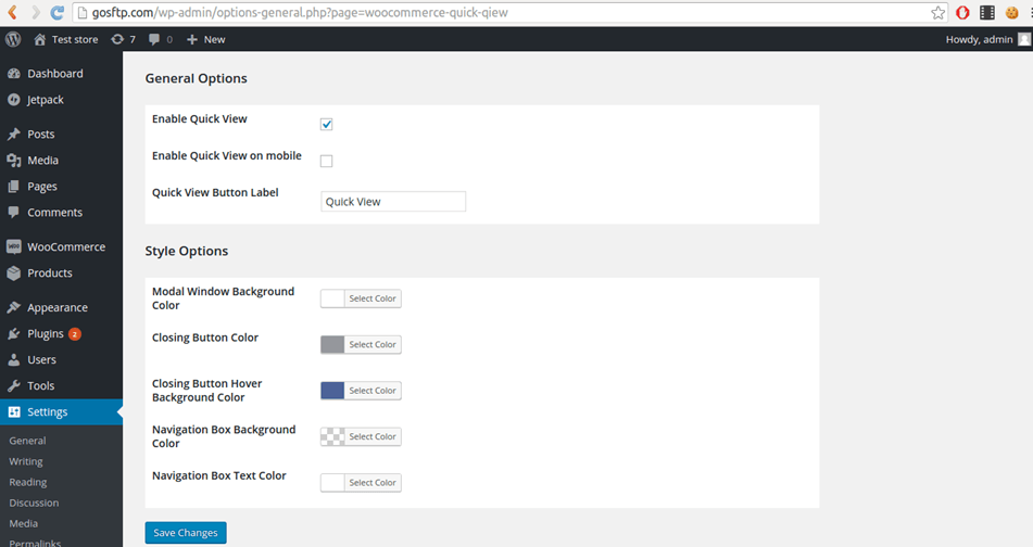 WooCommerce Quick View General Option Setting