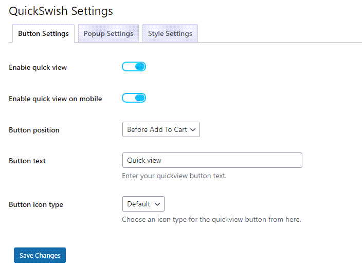 WooCommerce Quick swish Button Setting